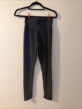 Fleece lined Knit Leggings - Charcoal Gray